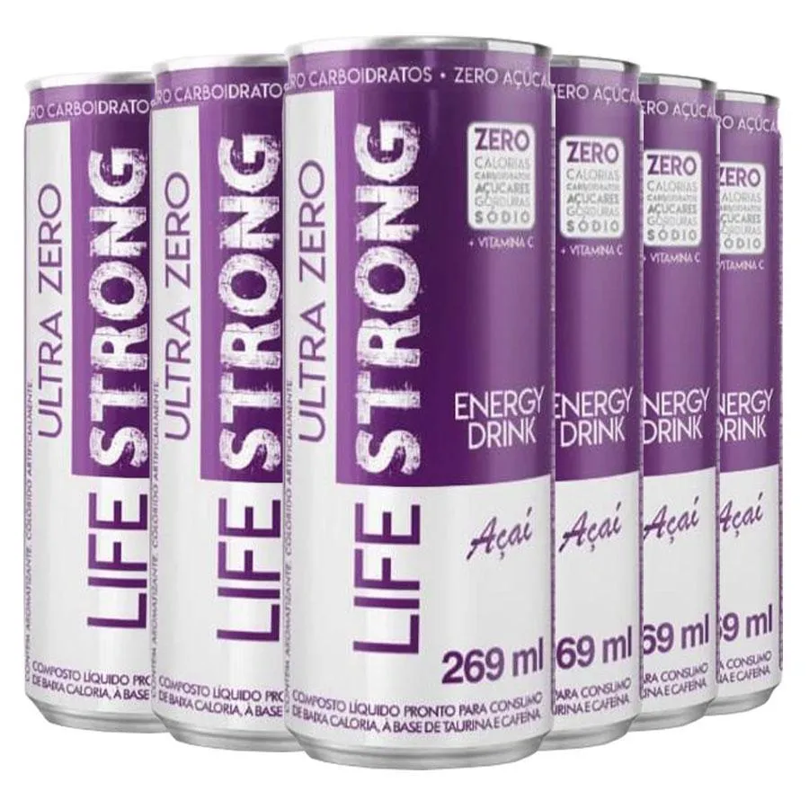 ENERGéTICO LIFE STRONG ENERGY DRINK 6 UNIDADES SABOR AçAI