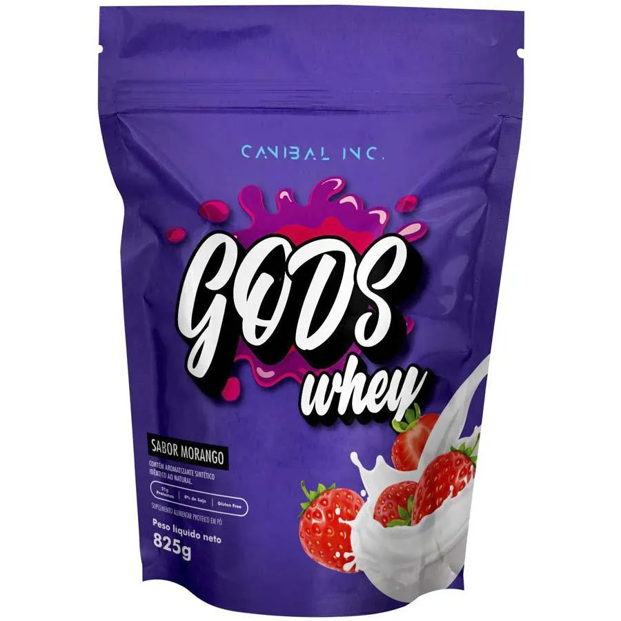 WHEY PROTEIN CONCENTRADO GODS WHEY 825G CANIBAL MORANGO