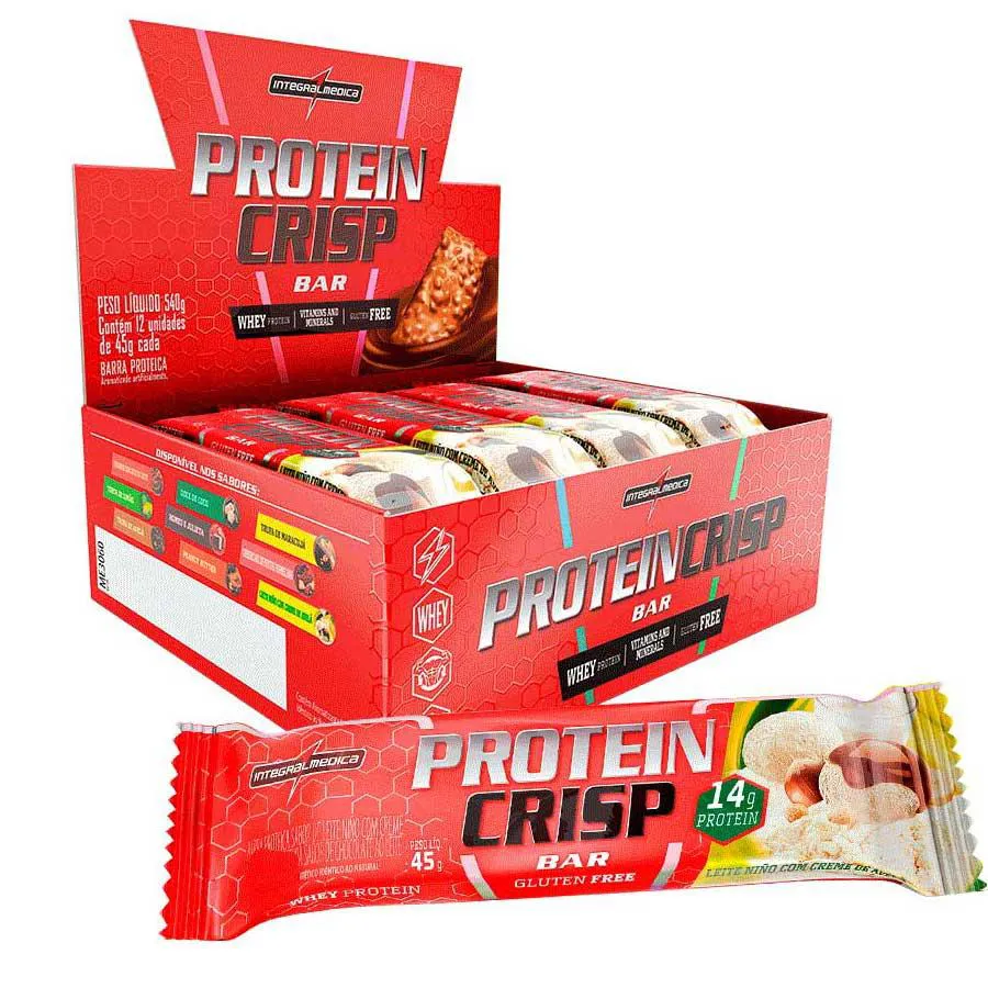 Barra de Proteína Integralmédica Crisp Bar Leite Ninho 45g 12 unidades