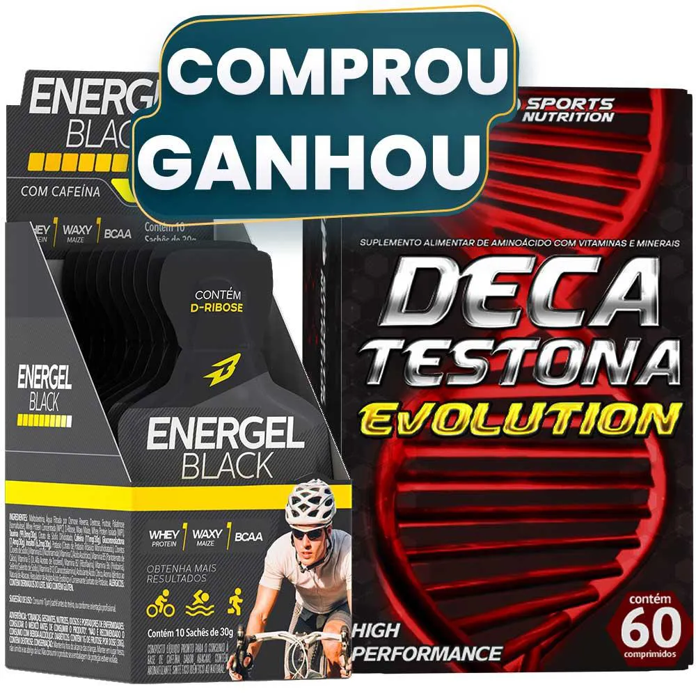 GEL ENERGEL BLACK C/ CAFEíNA CAIXA + DECA TESTONA EVOLUTION Guaraná Com Açaí