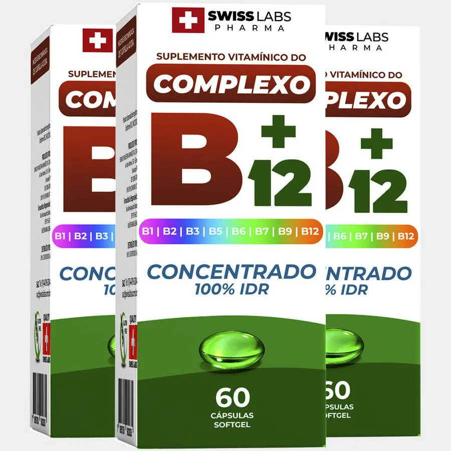 Kit 3 Complexo B12 Concentrado 100% IDR Swiss Labs 60 Cápsulas