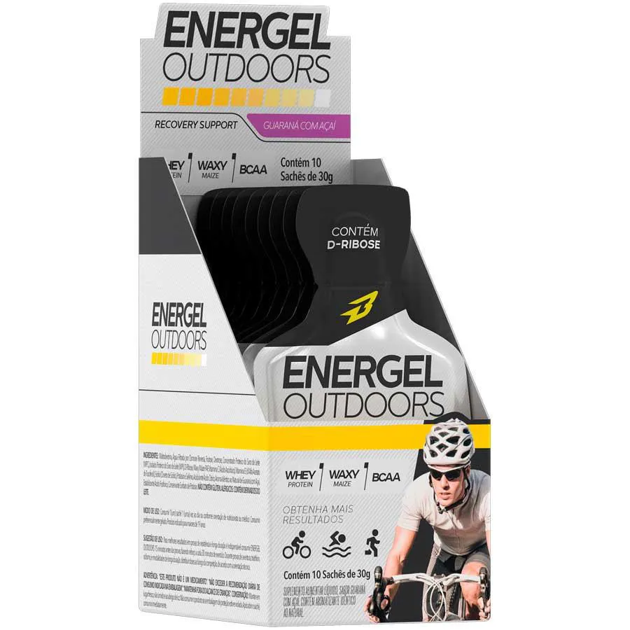 GEL ENERGéTICO ENERGEL OUTDOORS CX 10 SACHêS BODY ACTION SABOR GUARANA COM AçAI