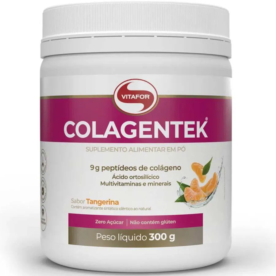 COLáGENO HIDROLISADO EM Pó COLAGENTEK 300G VITAFOR TANGERINA
