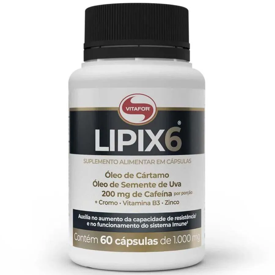 LIPIX 6 VITAFOR SUPLEMENTO TERMOGêNICO 1000MG C/ 60 CáPSULAS