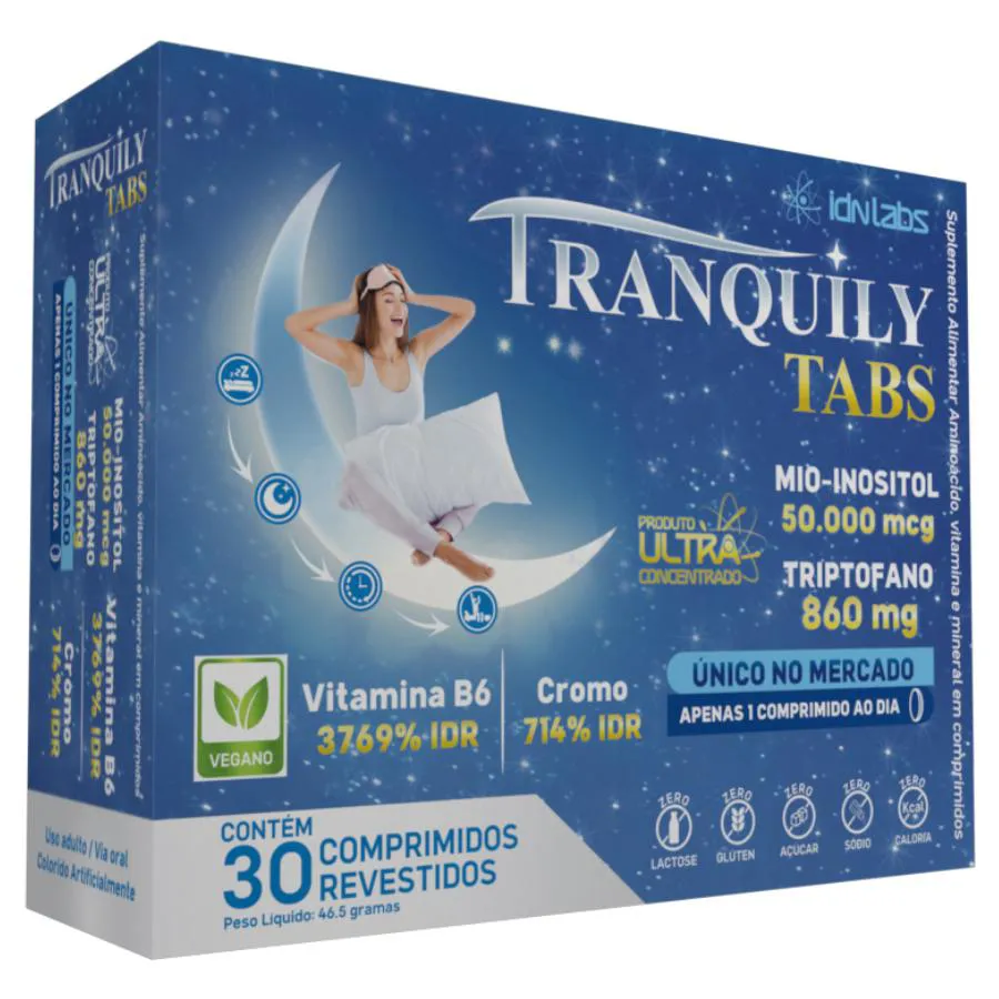 TRANQUILY TABS TRIPTOFANO 860MG MIO-INOSITOL C/ 30 IDN LABS