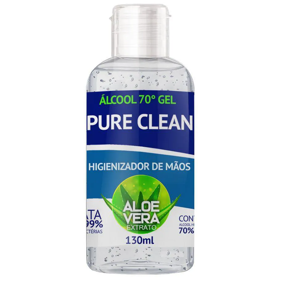 ALCOOL GEL 70% PURE CLEAN HIGIENIZADOR DE MãOS 130ML ALOE VERA