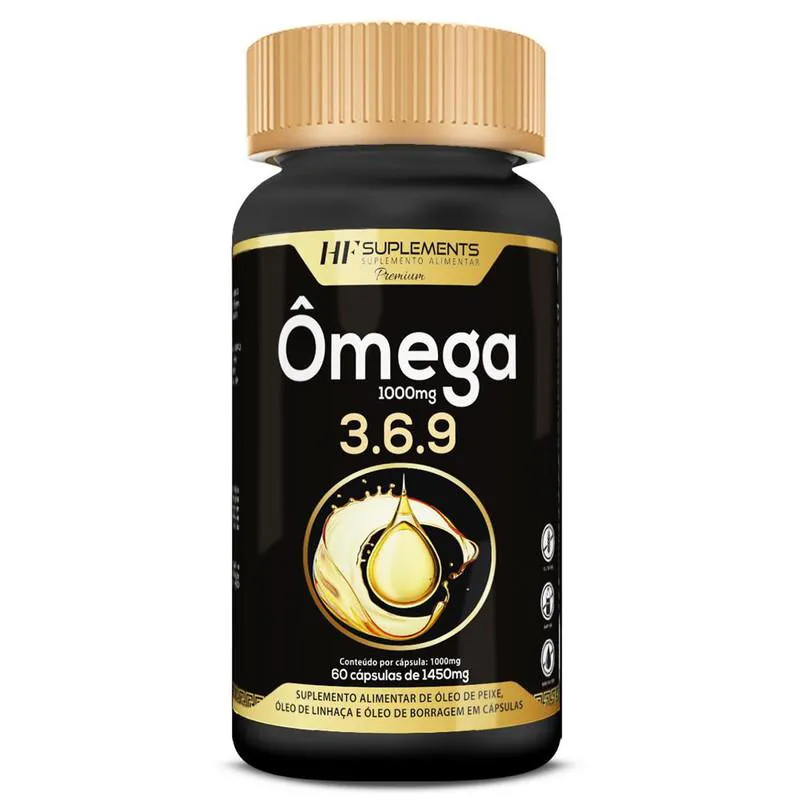 OMEGA 3 6 9 60CAPS PEIXE LINHACA BORRAGEM HF SUPLEMENTS