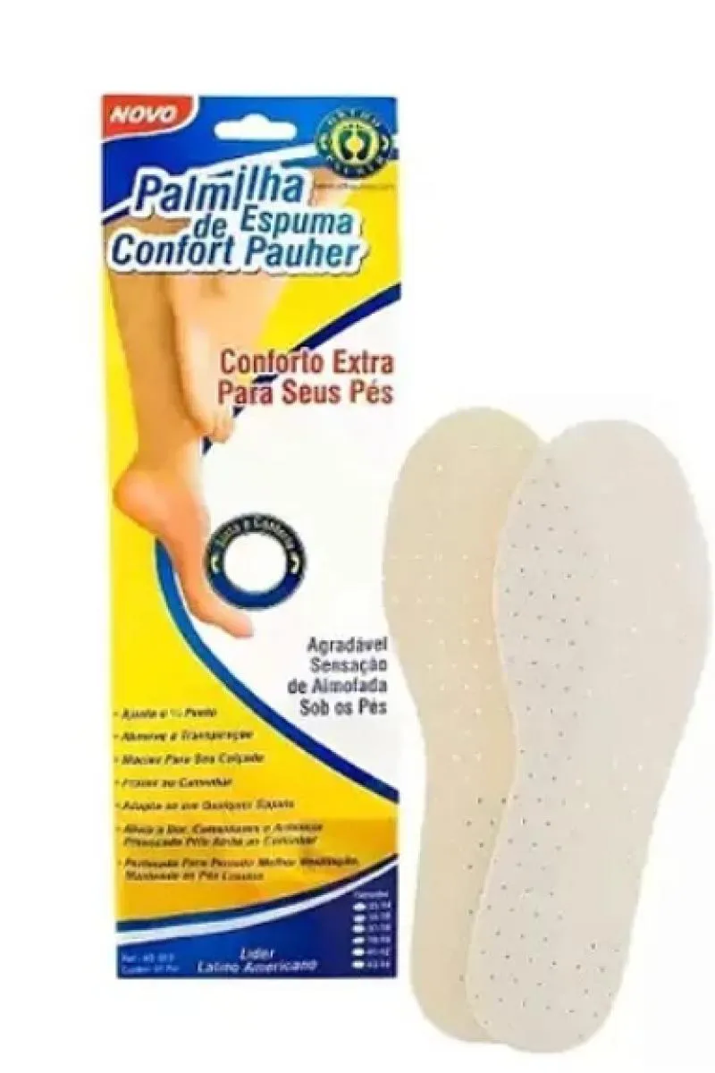 PALMILHA ESPUMA CONFORT PAUHER BEGE 41/42 BILATERAL PAR AC060 - ORTHOPAUHER