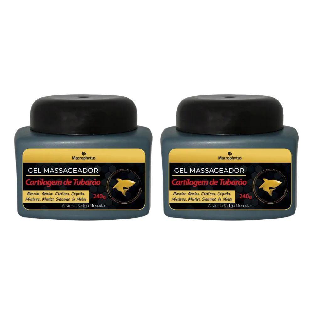 KIT 2X GEL MASSAGEADOR CARTILAGEM DE TUBARãO 240G - MACROPHYTUS