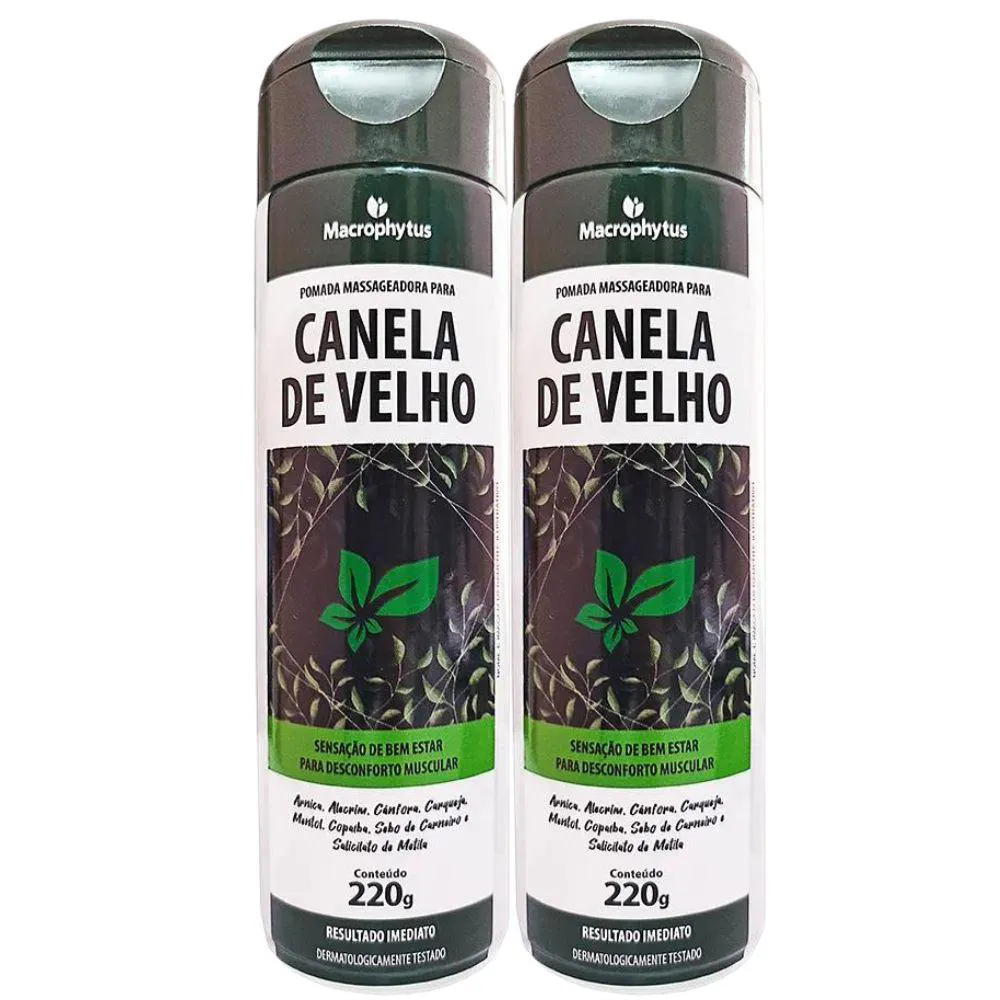 KIT 2X GEL MASSAGEADOR CANELA DE VELHO COM SEBO DE CARNEIRO 220G - MACROPHYTUS