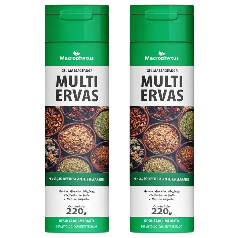 KIT 2X GEL MASSAGEADOR MULTI ERVAS 220G - MACROPHYTUS