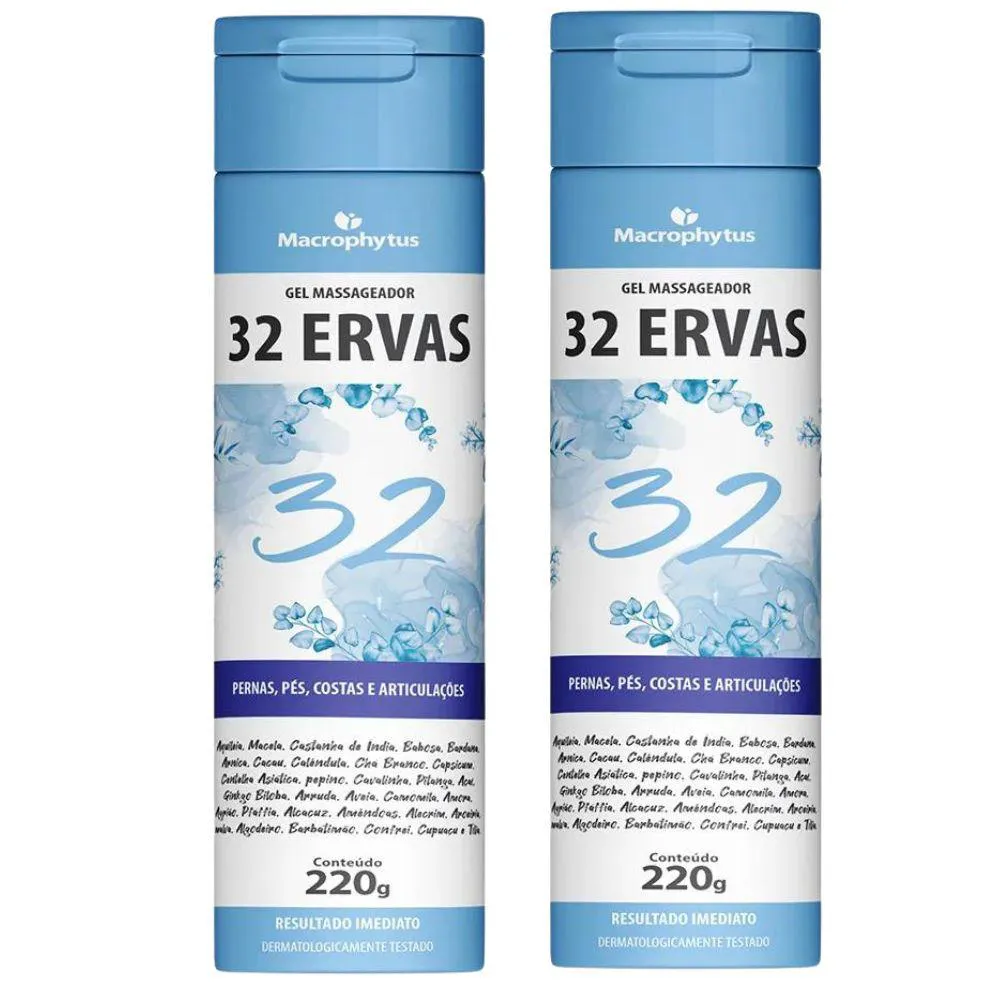 KIT 2X GEL MASSAGEADOR 32 ERVAS 220G - MACROPHYTUS