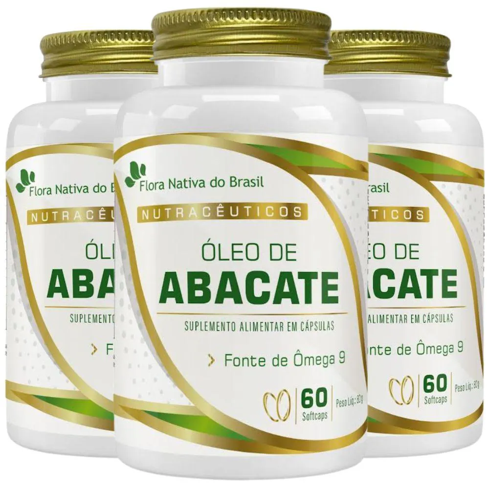 KIT 3X ÓLEO DE ABACATE 1000MG 60 CáPSULAS - FLORA NATIVA