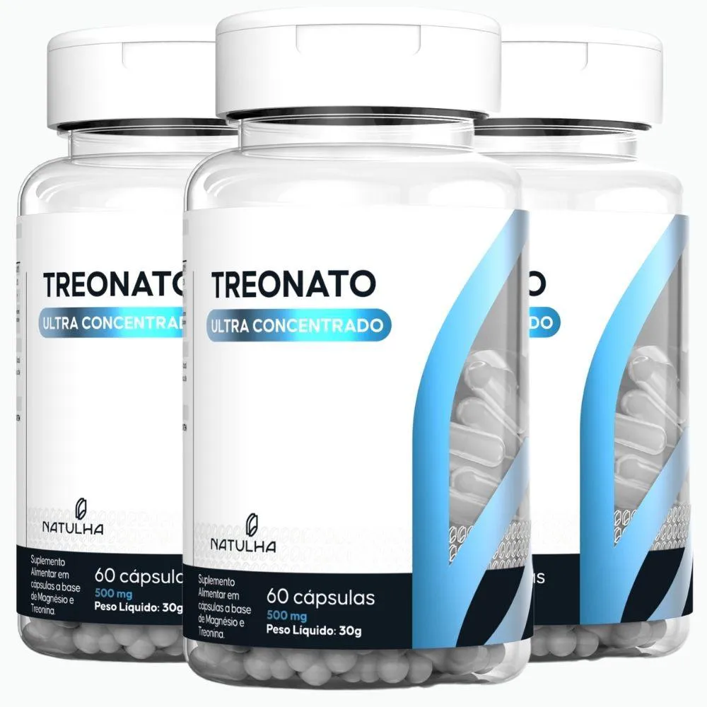 KIT 3X MAGNéSIO TREONATO ULTRA CONCENTRADO 60 CáPSULAS - NATULHA