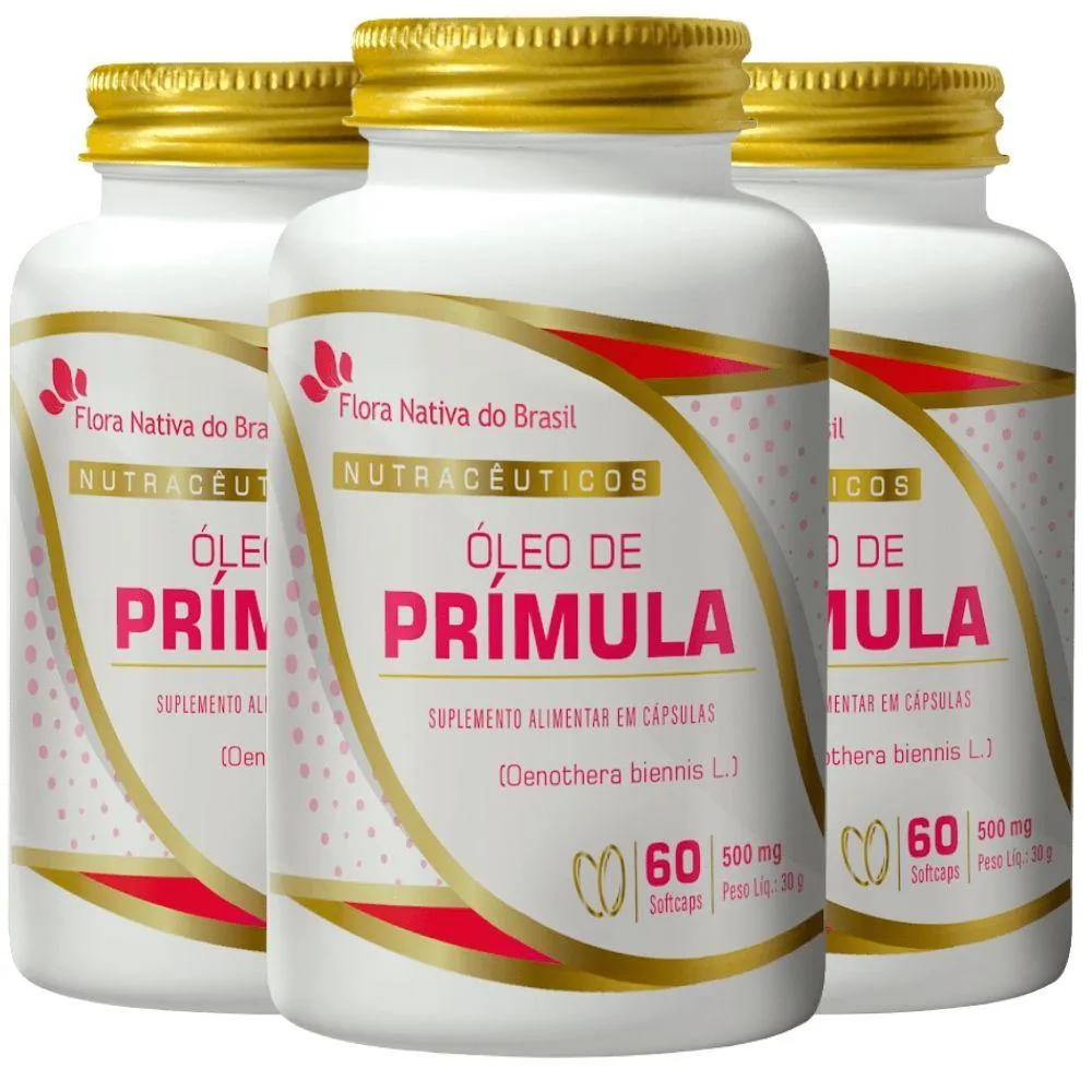 KIT 3X ÓLEO DE PRíMULA 500MG 60 CáPSULAS - FLORA NATIVA