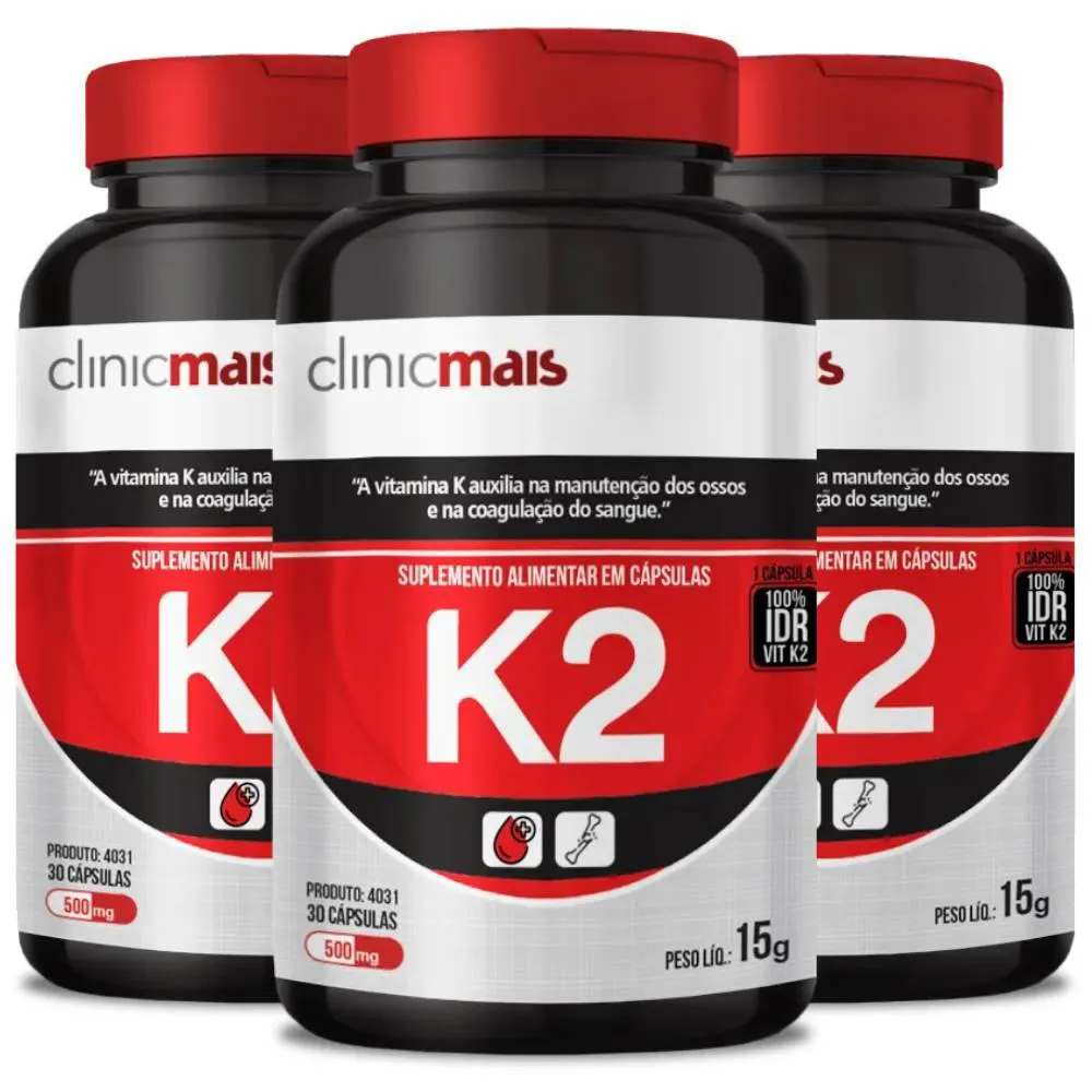 KIT 3X VITAMINA K2 MK7 MENAQUINONA-7 100% 30 CáPSULAS - CLINICMAIS ...