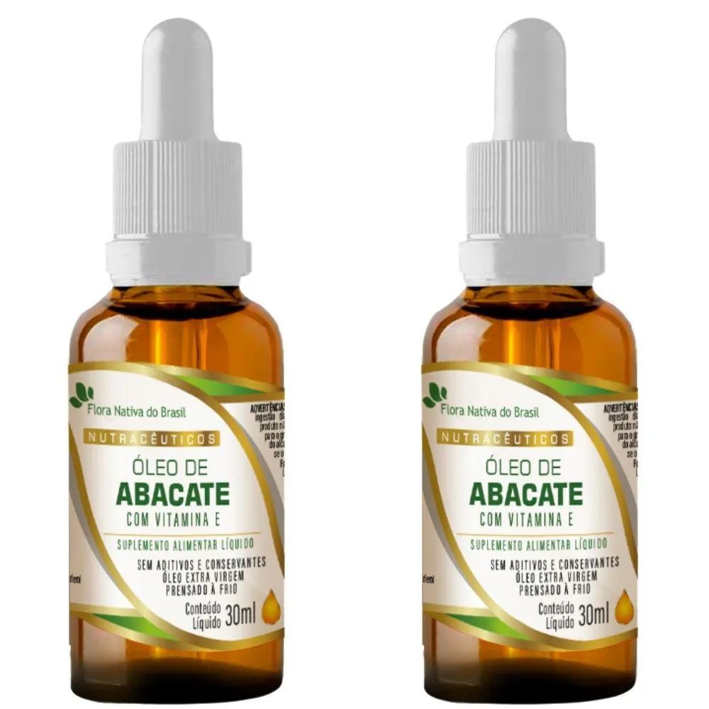 KIT 2X ÓLEO DE ABACATE COM VITAMINA E EM GOTAS 30ML - FLORA NATIVA