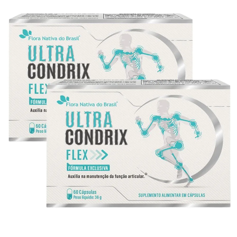 KIT 2X ULTRA CONDRIX FLEX (COLáGENO TIPO 2, CURCUMINA, MSM, ÁCIDO HIALURôNICO E VITAMINAS) 60 CáPSULAS - FLORA NATIVA