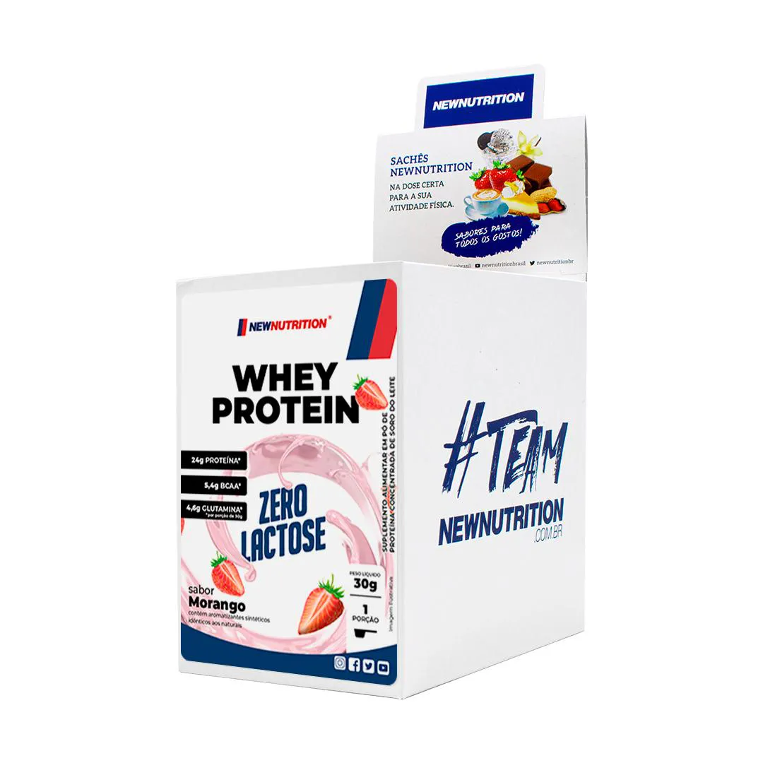 Whey Protein Newnutrition Zero Lactose Morango 30g 10 unidades
