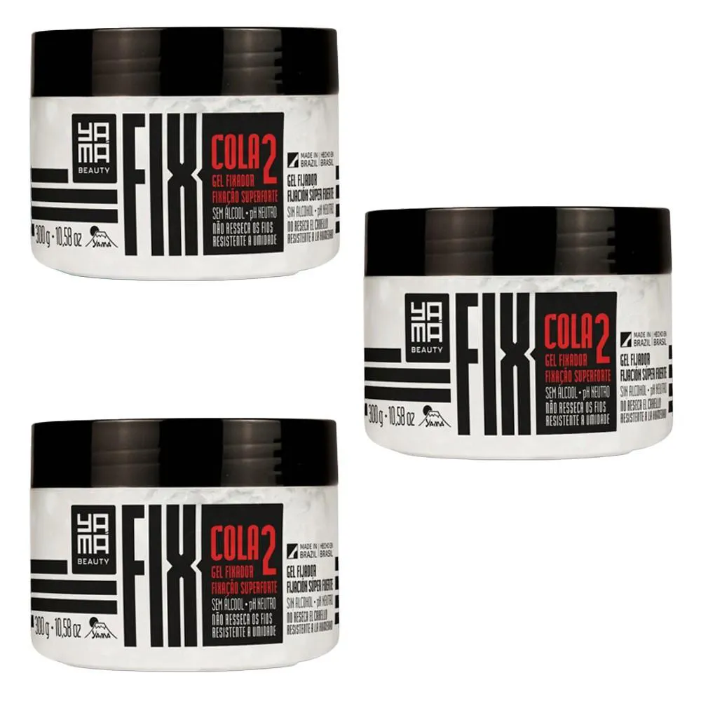 KIT YAMAFIX GEL FIXADOR COLA  300G COM 3 UNIDADES - YAMá