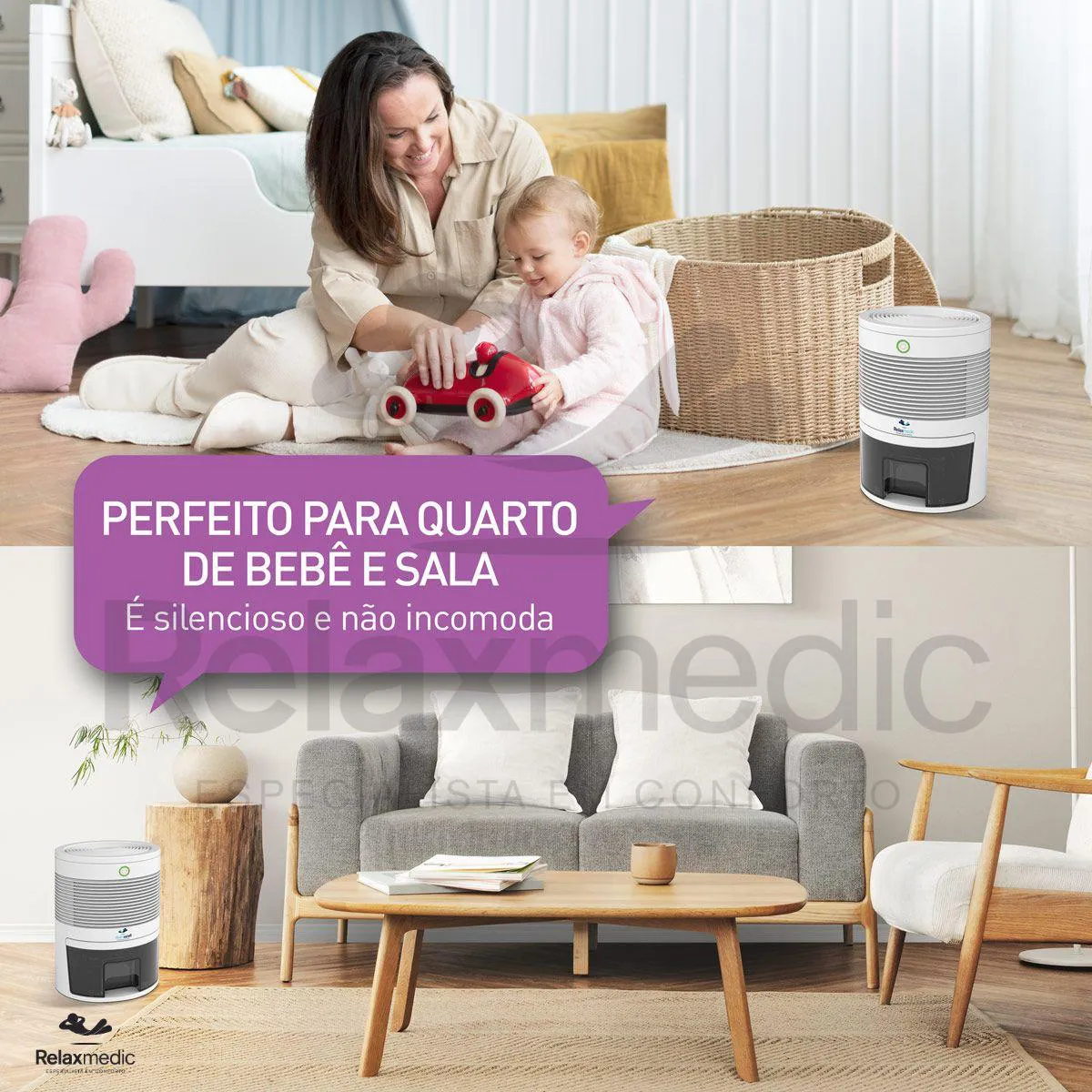 DESUMIDIFICADOR PURIFICADOR AR FILTRO HEPA BIVOLT RELAXMEDIC