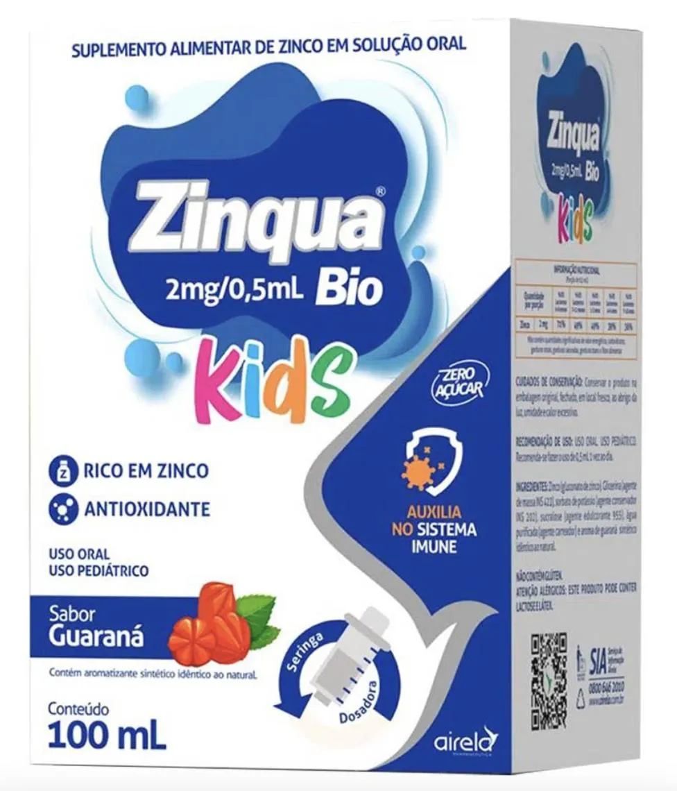 ZINQUA BIO KIDS 100 ML SUPLEMENTO RICO EM ZINCO | Drogasil