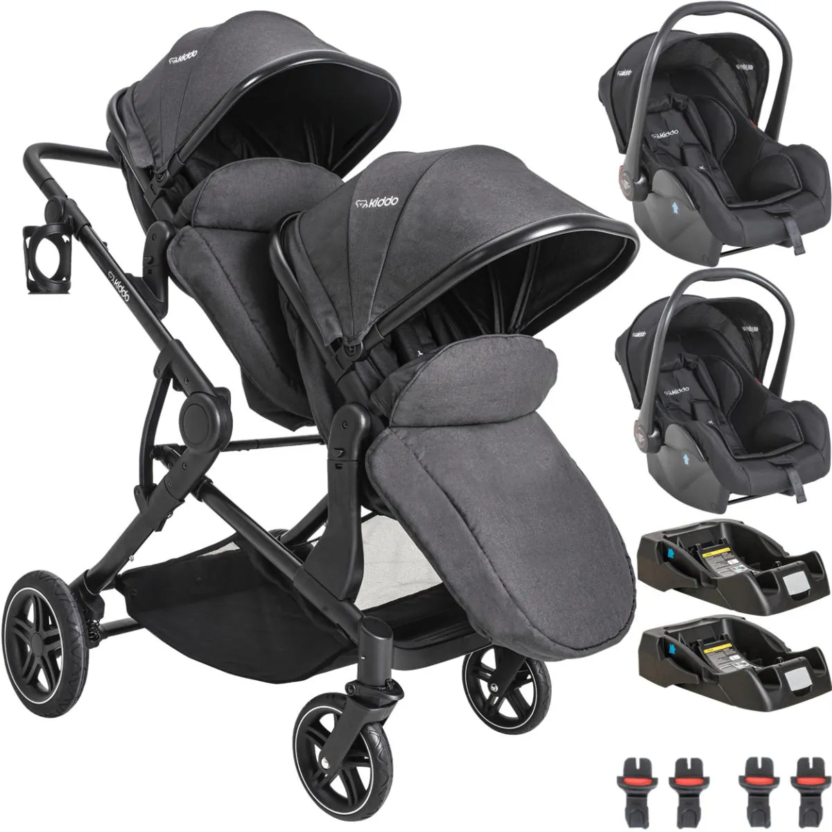 CARRINHO PARA GEMEOS 2 BEBE CONFORTO 2 BASE KIDDO PAIR GRAFITE