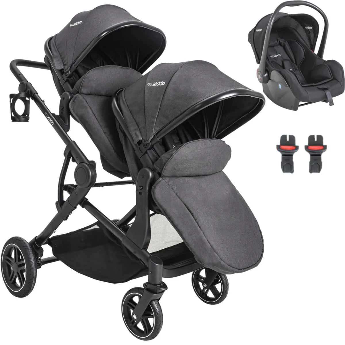 CARRINHO PARA GEMEOS MOISES BEBE CONFORTO KIDDO PAIR GRAFITE