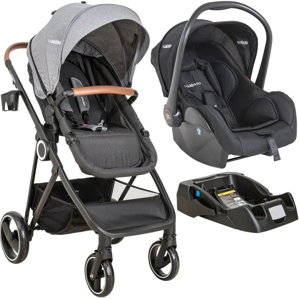 CARRINHO DE BEBE COM BEBE CONFORTO BASE KIDDO COSMOS GRAFITE