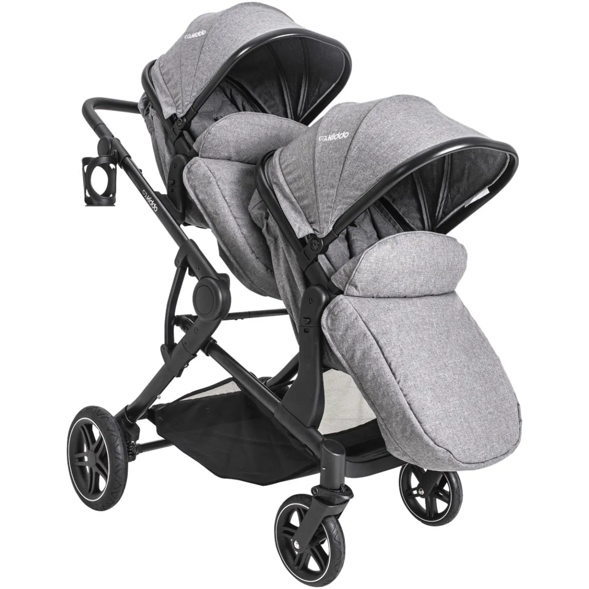 CARRINHO PARA GEMEOS BERçO PASSEIO MOISES KIDDO PAIR CINZA