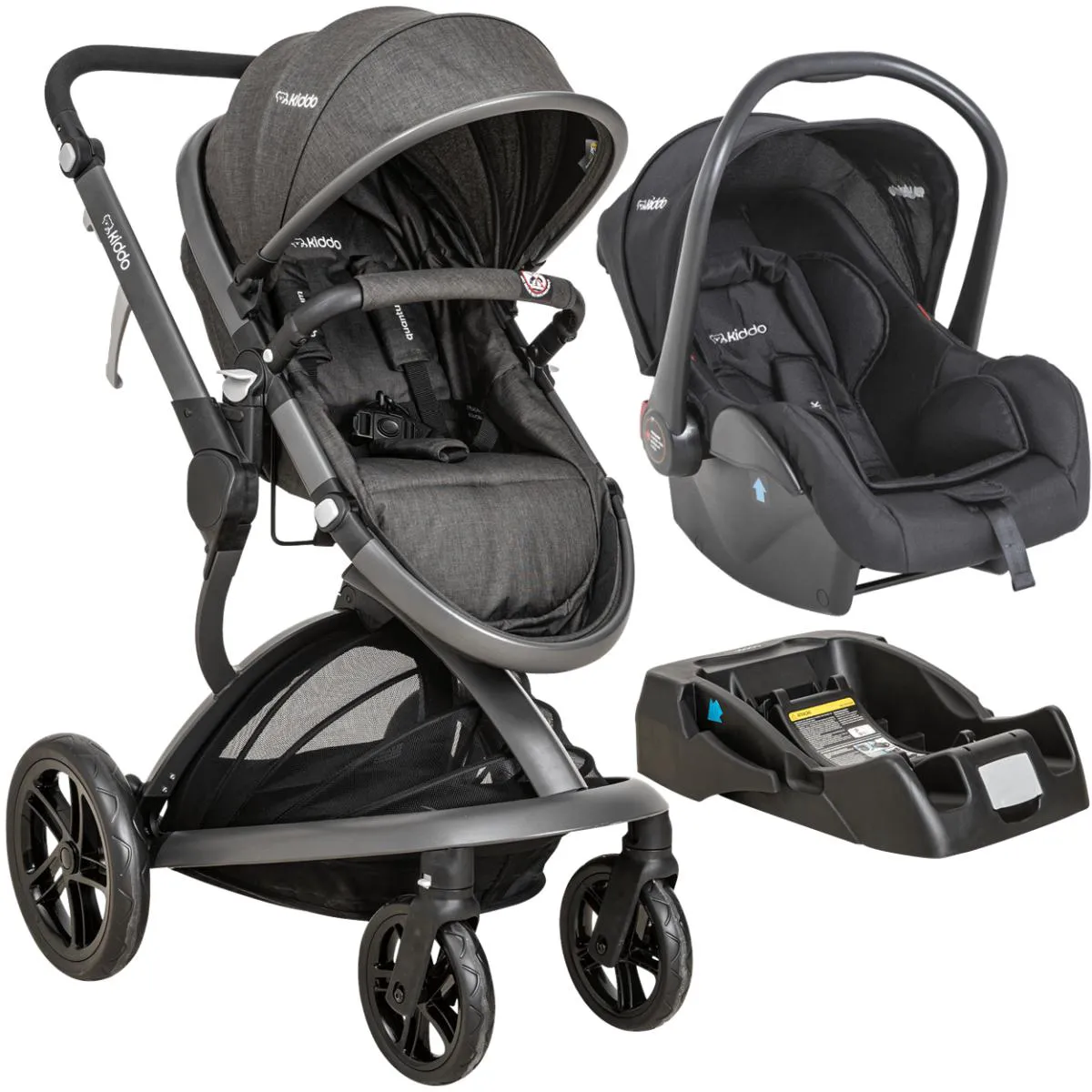 CARRINHO DE BEBE COM BEBE CONFORTO E BASE KIDDO QUANTUM PRETO