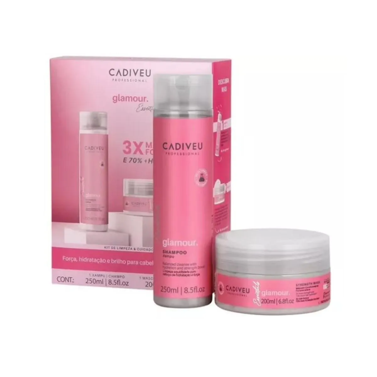 CADIVEU ESSENTIALS GLAMOUR KIT SHAMPOO E MáSCARA 200ML