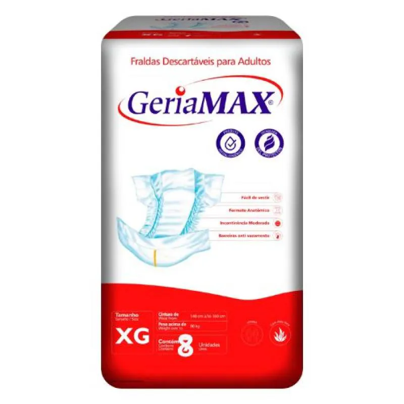 FRALDA DESCARTáVEL GERIáTRICA XG C/ 8UN- GERIAMAX