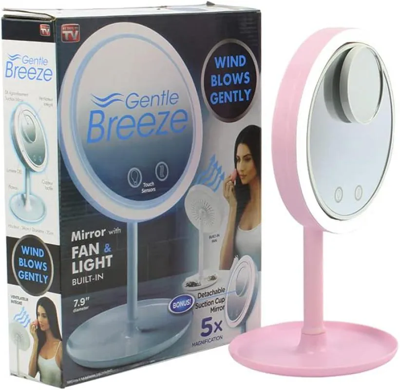ESPELHO LUZ LED ILUMINADOR MESA MAQUIAGEM PORTáTIL - USB (ROSA)