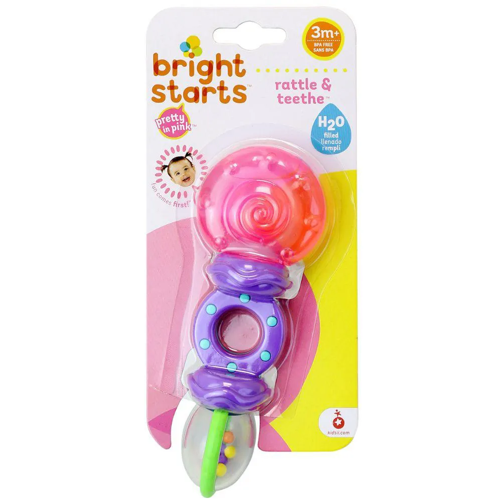 MORDEDOR CHOCALHO RATTLE & TEETHE ROSA E ROXO -BRIGHT STARTS