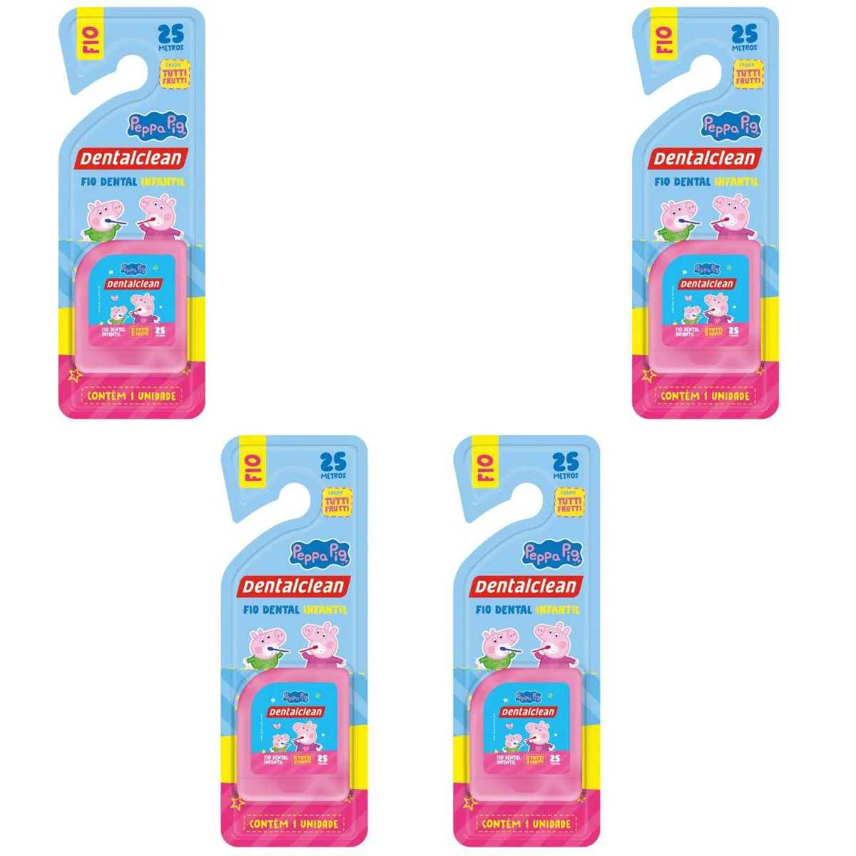 4 FIO DENTAL INFANTIL - PEPPA PIG - 25M - ROSA - DENTALCLEAN