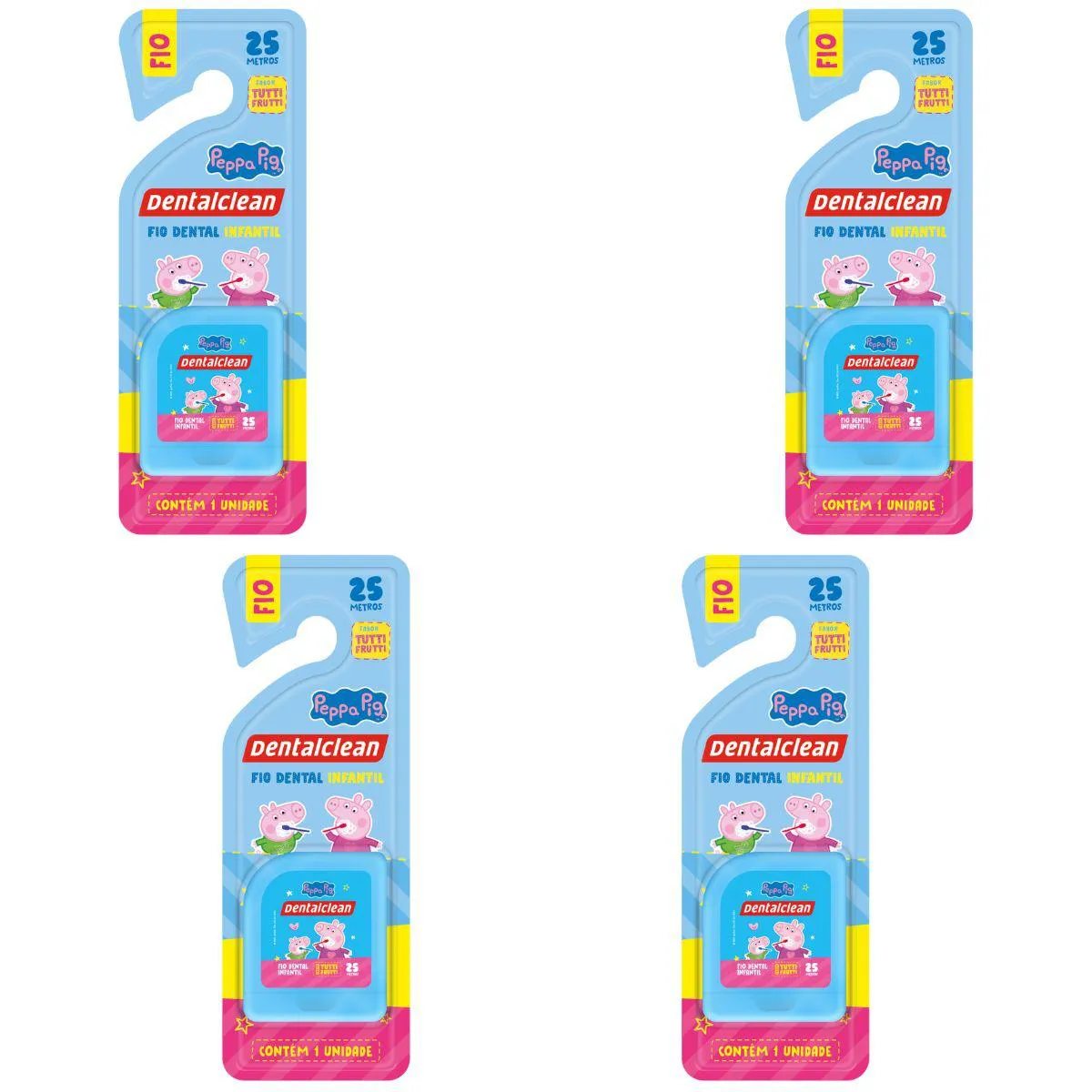 4 FIO DENTAL INFANTIL - PEPPA PIG - 25M - AZUL - DENTALCLEAN