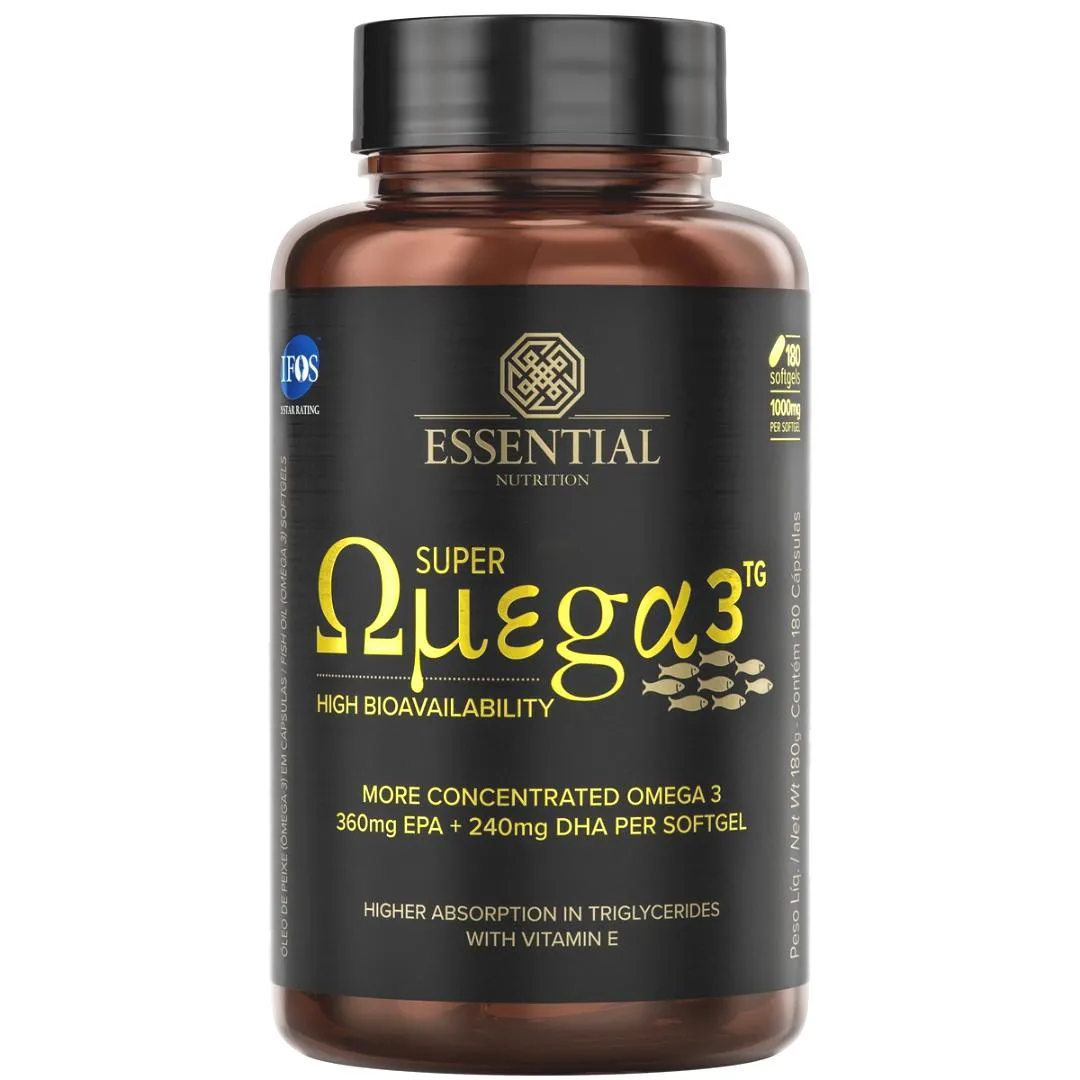SUPER OMEGA 3TG-1000MG-180  CAPSULAS-ESSENTIAL NUTRITION SEM Sabor