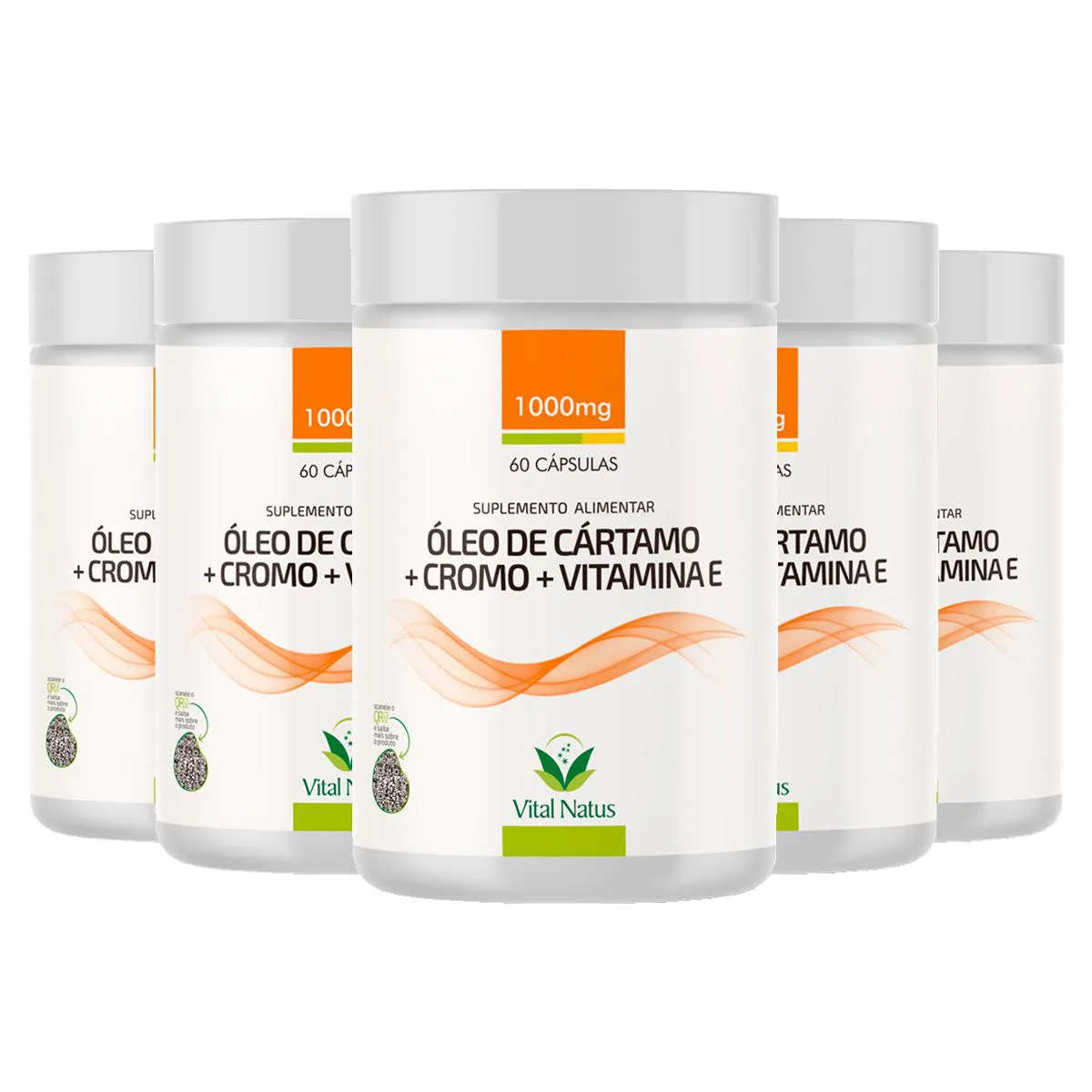 KIT 5 ÓLEO DE CARTAMO + PICOLINATO DE CROMO + VIT E (ANTI-OX) - 5X60 CAPS - VITAL NATUS