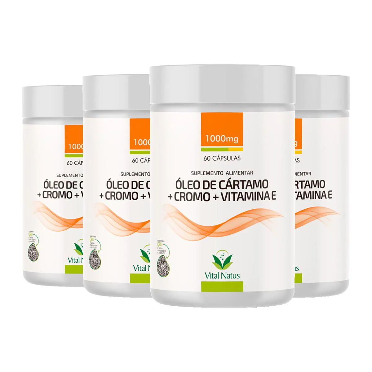 KIT 4 ÓLEO DE CARTAMO + PICOLINATO DE CROMO + VIT E (ANTI-OX) - 4X60 CAPS - VITAL NATUS