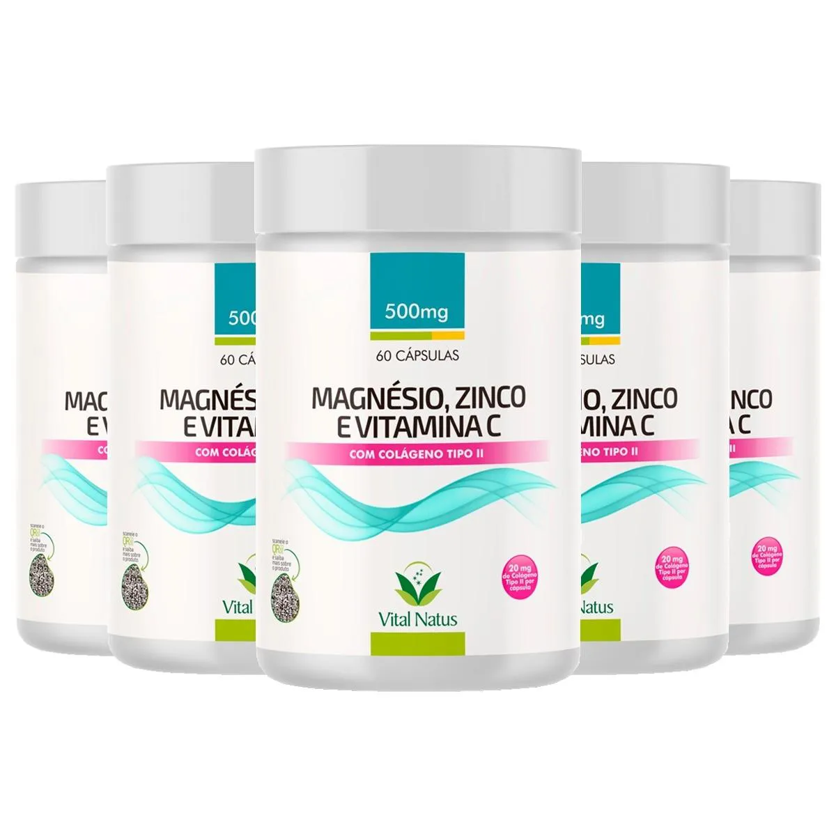 KIT 5 MAGNéSIO + ZINCO + VITAMINA C = 300 CPS
