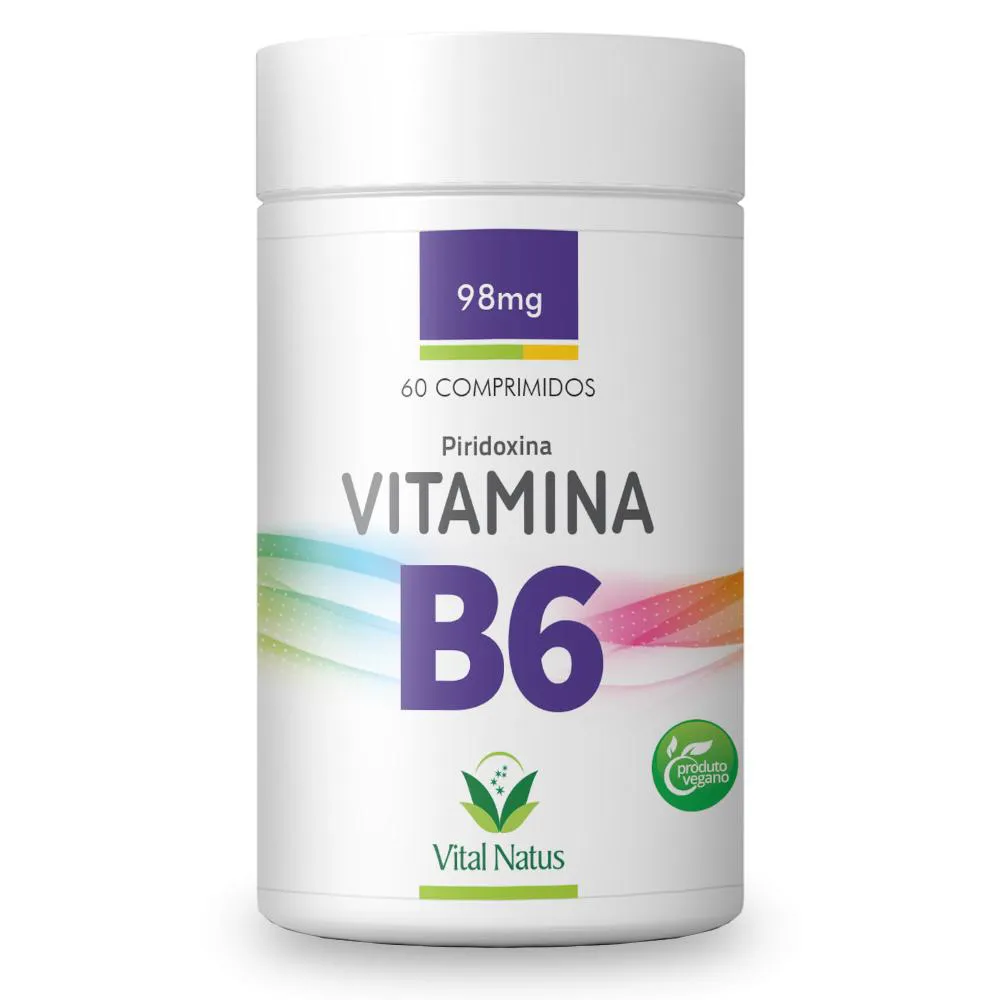 VITAMINA B6 - PIRIDOXINA 500MG - 300 COMPRIMIDOS - 1 COMPRIMIDO AO DIA - KIT 5 POTES C/ 60 CPS CADA - VITAL NATUS