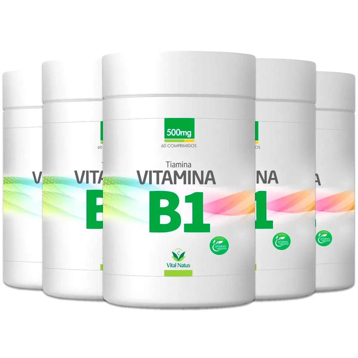 VITAMINA B1 - TIAMINA 500MG - 300 COMPRIMIDOS - UMA VEZ AO DIA - KIT 5 POTES C/ 60 CPS CADA - VITAL NATUS