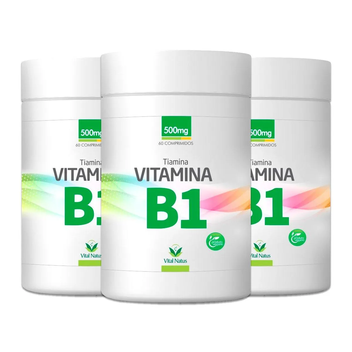 VITAMINA B1 - TIAMINA 500MG - 180 COMPRIMIDOS - UMA VEZ AO DIA - KIT 3 POTES C/ 60 CPS CADA - VITAL NATUS