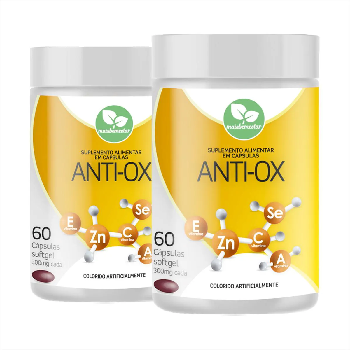 2 ANTI-OX ANTIOXIDANTE VITAMINAS A (RETINOL), VIT E (TOCOFEROL), VIT C E MINERAIS ZINCO E SELêNIO 2X60 CAPS SOFTGEL