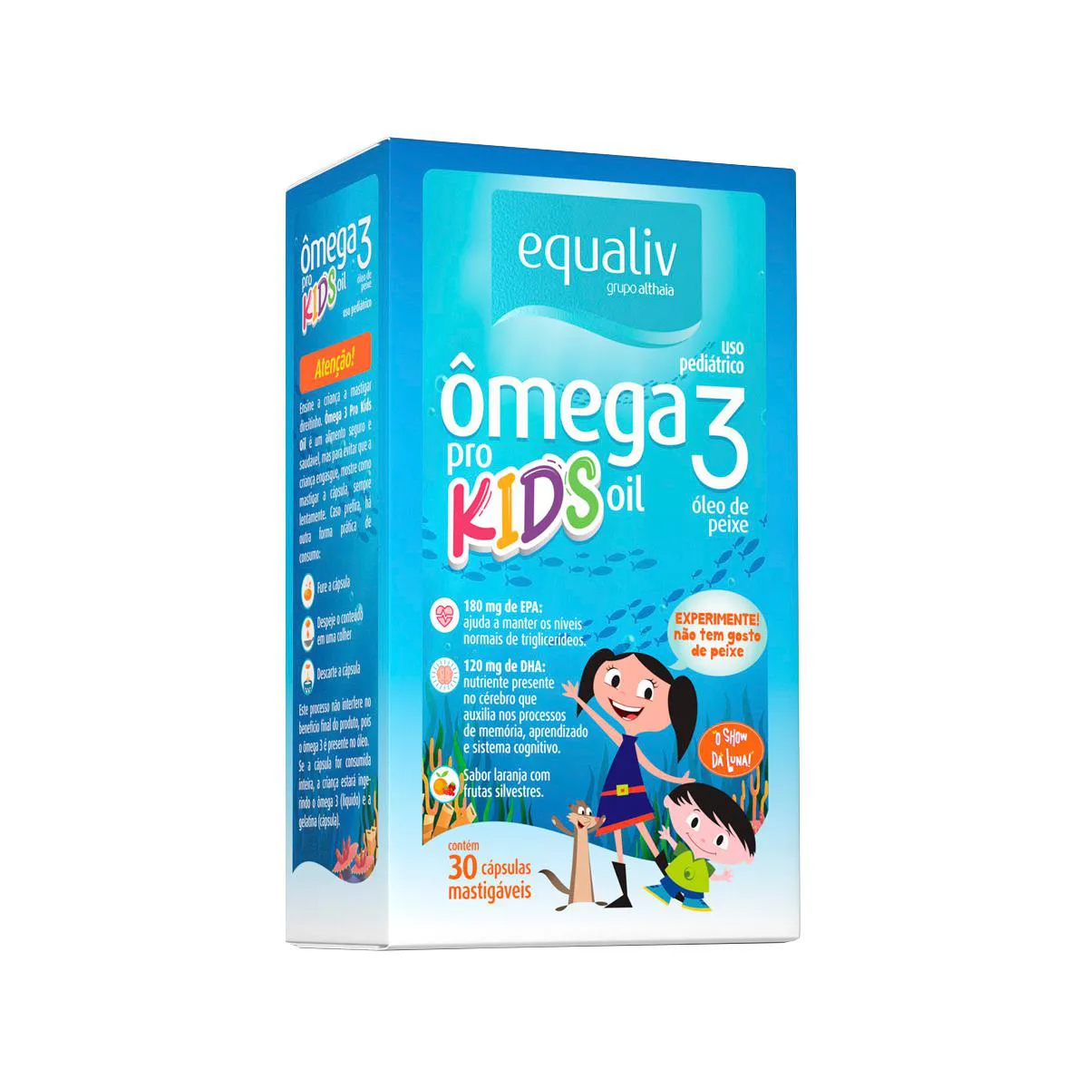 Suplemento Alimentar Ômega Kids Equaliv - Mastigável Laranja/Frutas - 30 Comprimidos