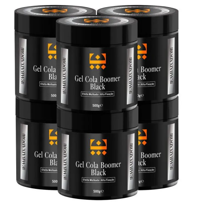 KIT 06 GEL COLA BOOMER BLACK EMBAIXADOR 500g
