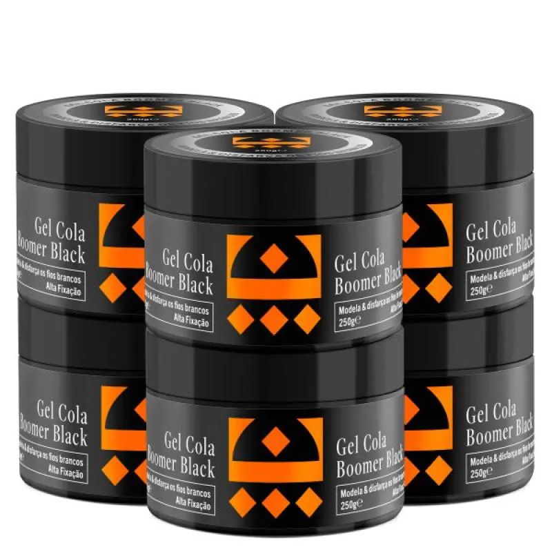 KIT 06 GEL COLA BOOMER BLACK EMBAIXADOR 250g