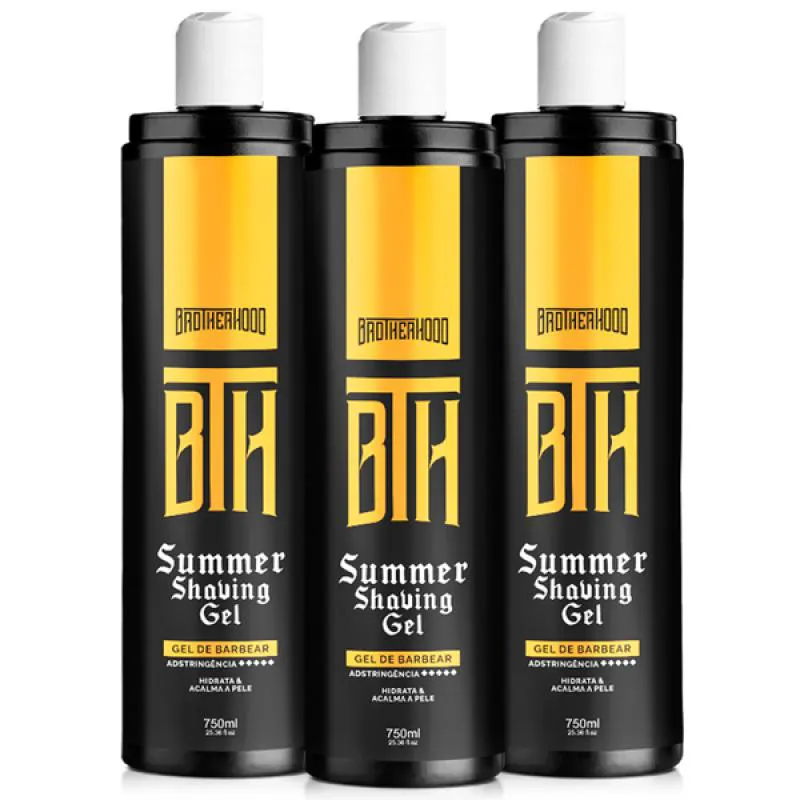 KIT 03 SHAVING GEL DE BARBEAR ADSTRINGENTE SUMMER BTH 750ml