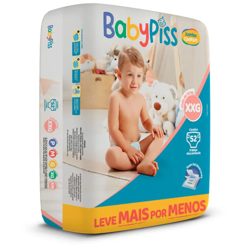 Fralda Baby Piss Confort Jumbo XXG 52 unidades